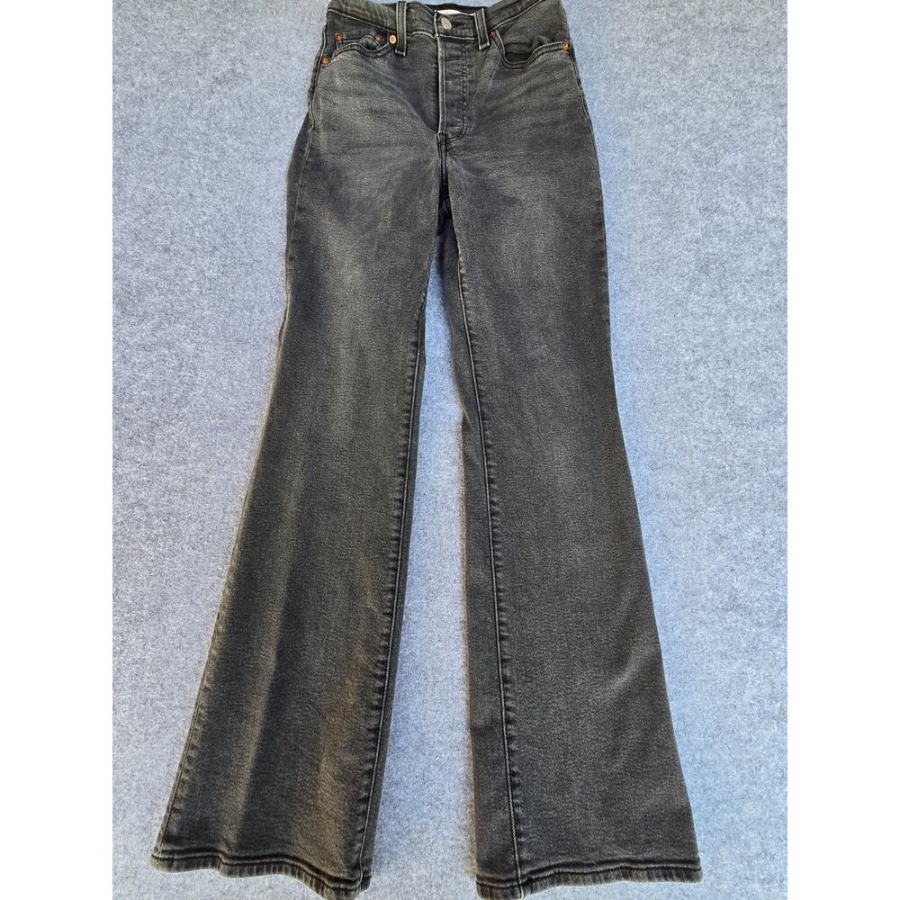 Levi’s Ribcage Boot Cut Women's Jeans Size 28 Black High Rise Red Tab Button Up